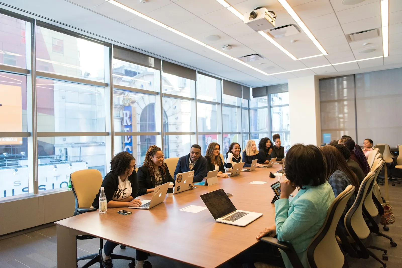 Board members in a governance meeting around a conference table